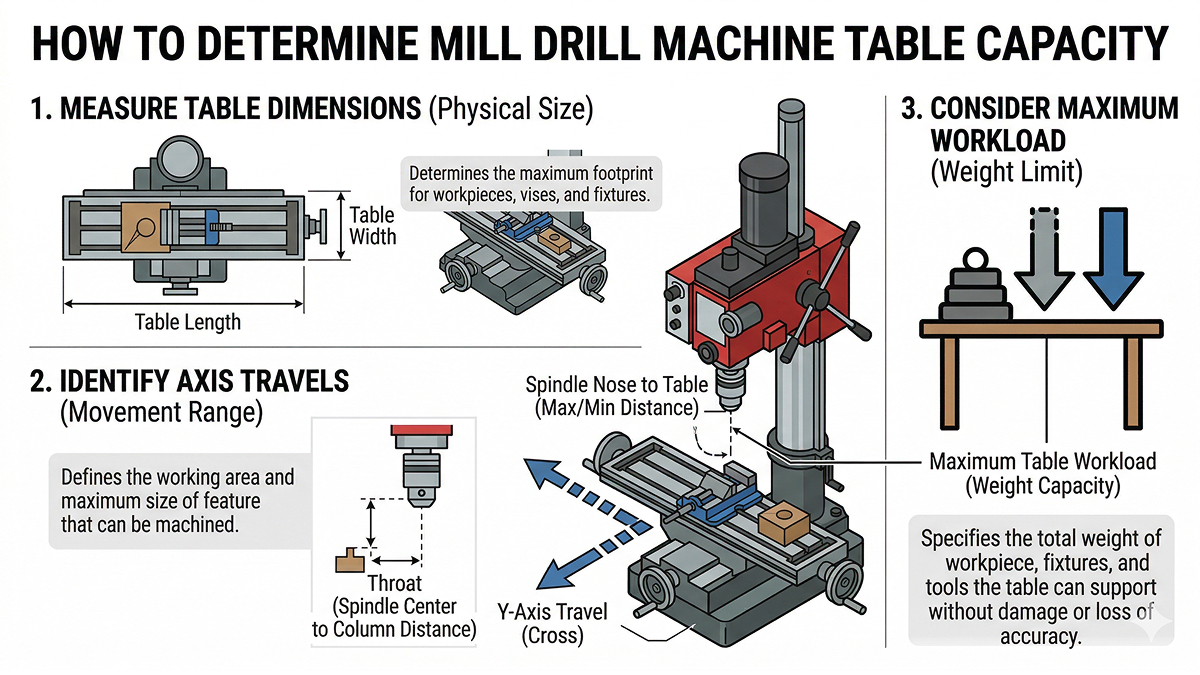Milling Machine Size Mill Drill Machine Table Capacity | RongFu Glossary