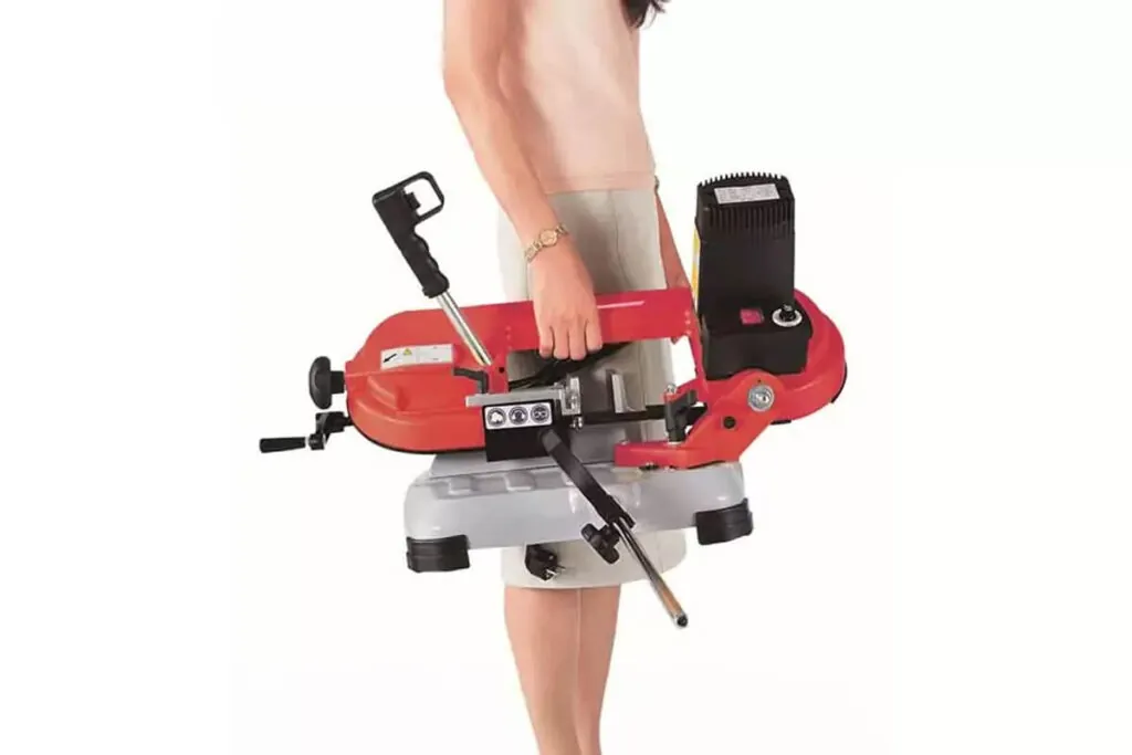 This is an image of a customized horizontal portable metal cutting bandsaw by RongFu