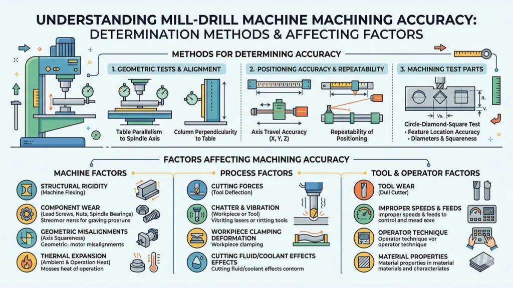 This image demonstrates how to determine mill drill machine machining accuracy